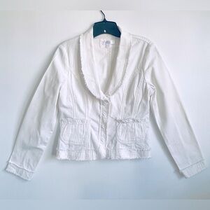 Size 8 White House Black Market White Jean Jacket Blazer